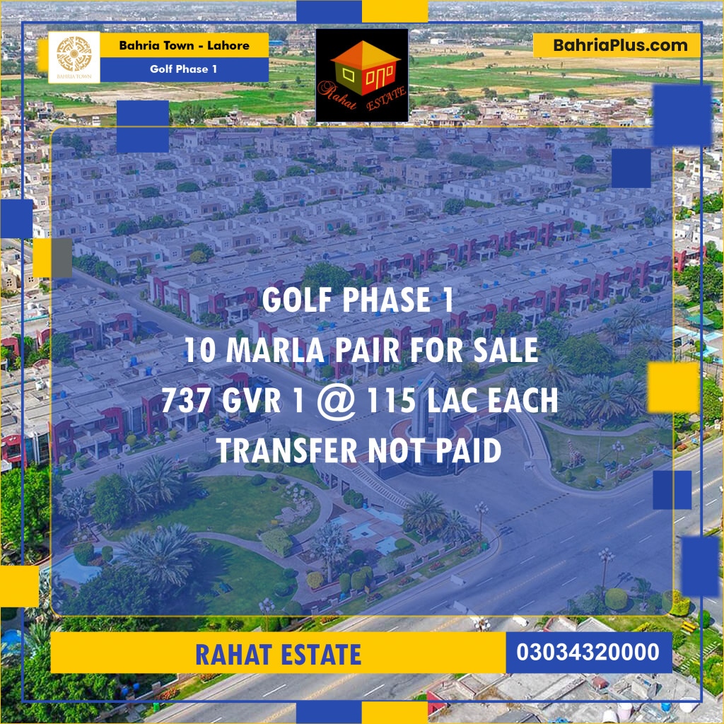 Residential Plot for Sale in Golf Phase 1 -  Bahria Town, Lahore - (BP-240034)
