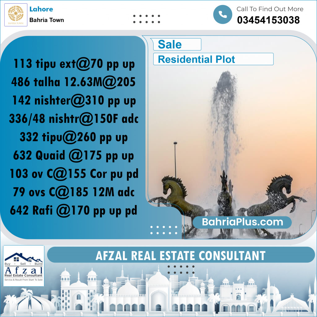 Residential Plot for Sale in Bahria Town, Lahore - (BP-240036)