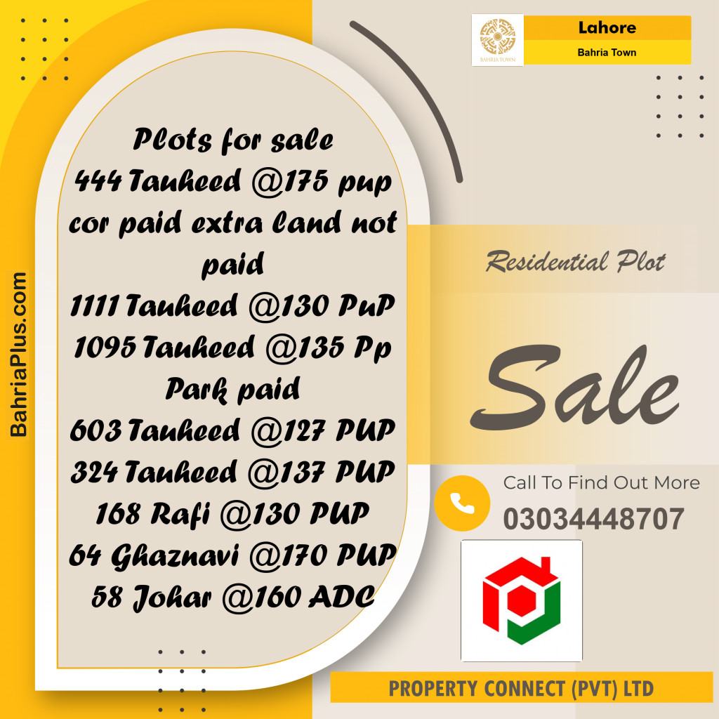 Residential Plot for Sale in Bahria Town, Lahore - (BP-240046)