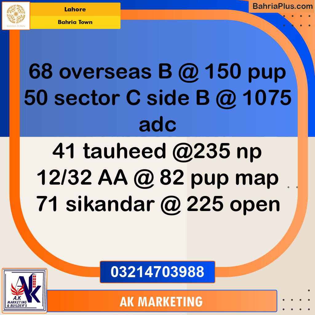 Commercial Plot for Sale in Bahria Town, Lahore - (BP-240052)