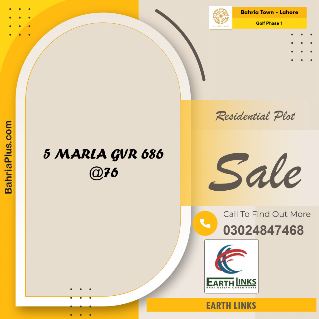 5 Marla Residential Plot for Sale in Golf Phase 1 -  Bahria Town, Lahore - (BP-240061)
