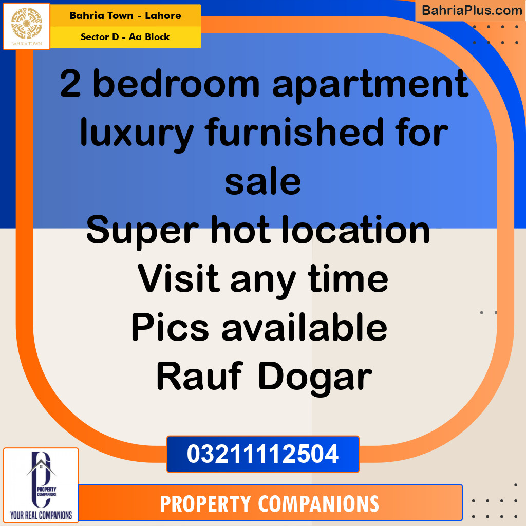 750 Sq. Ft. Residential Apartment for Sale in Sector D - AA Block -  Bahria Town, Lahore - (BP-240079)