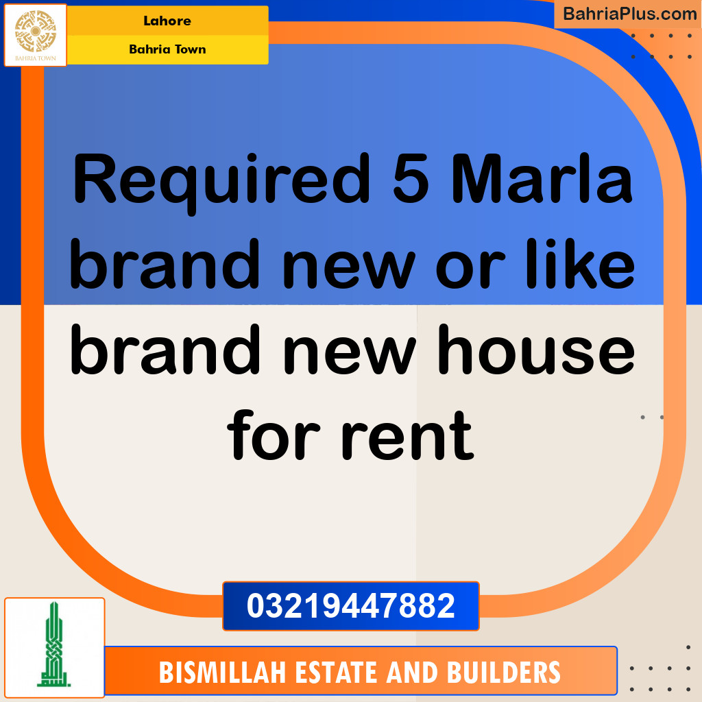 Residential House for Rent in Bahria Town, Lahore - (BP-240101)