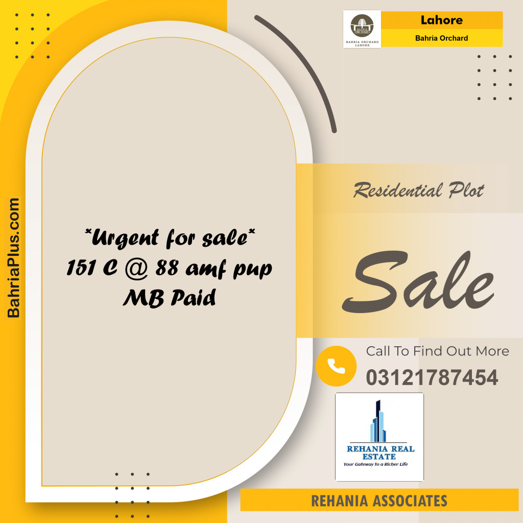 Residential Plot for Sale in Bahria Orchard, Lahore - (BP-240130)