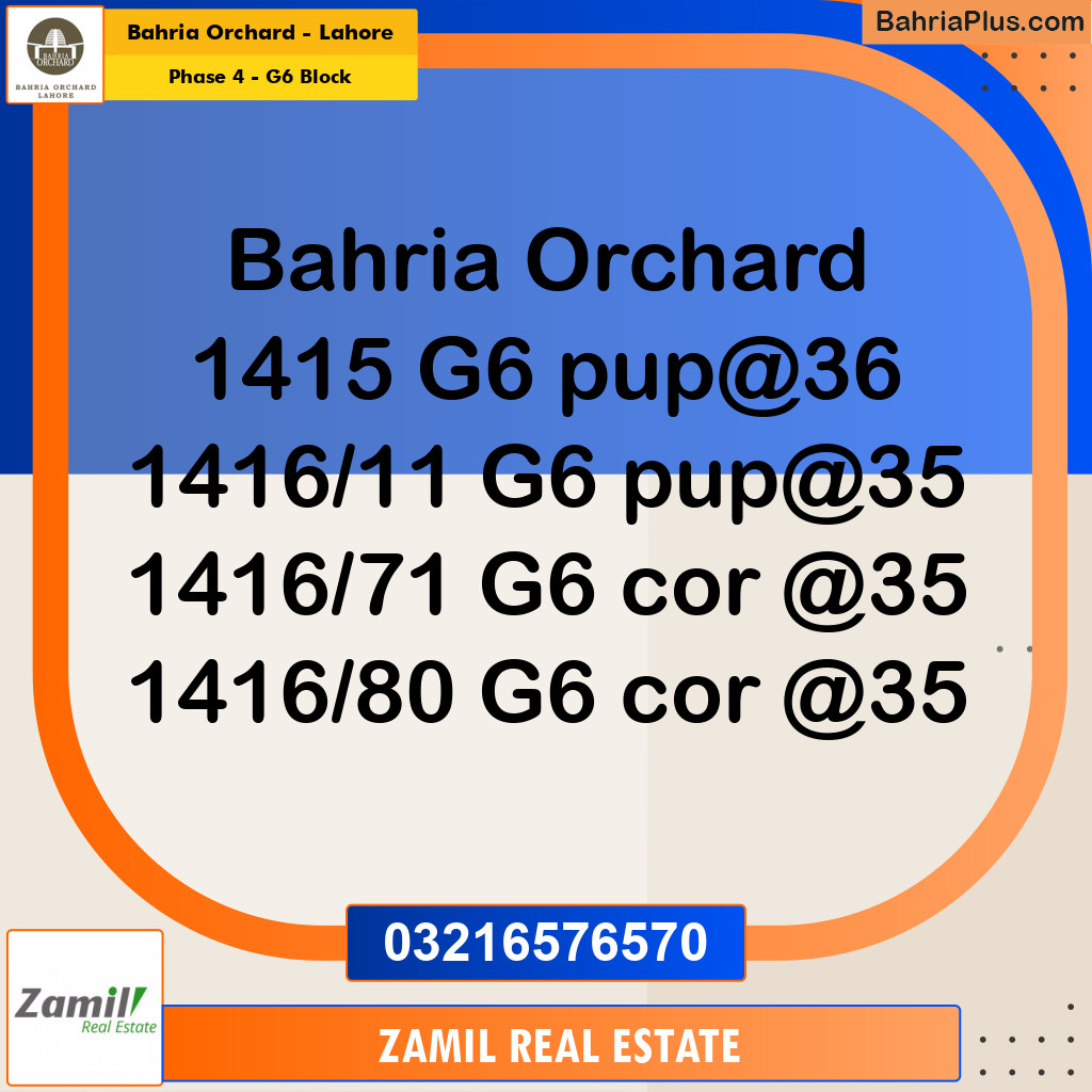 5 Marla Residential Plot for Sale in Phase 4 - G6 Block -  Bahria Orchard, Lahore - (BP-240140)