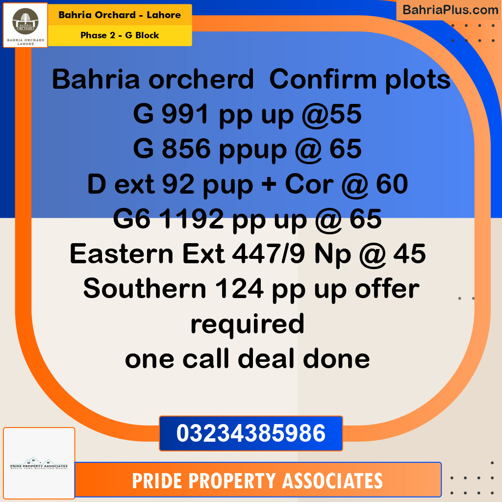 5 Marla Residential Plot for Sale in Phase 2 - G Block -  Bahria Orchard, Lahore - (BP-240169)