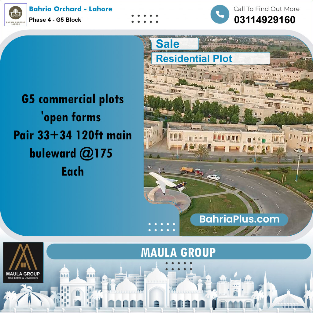 5 Marla Residential Plot for Sale in Phase 4 - G5 Block -  Bahria Orchard, Lahore - (BP-240181)