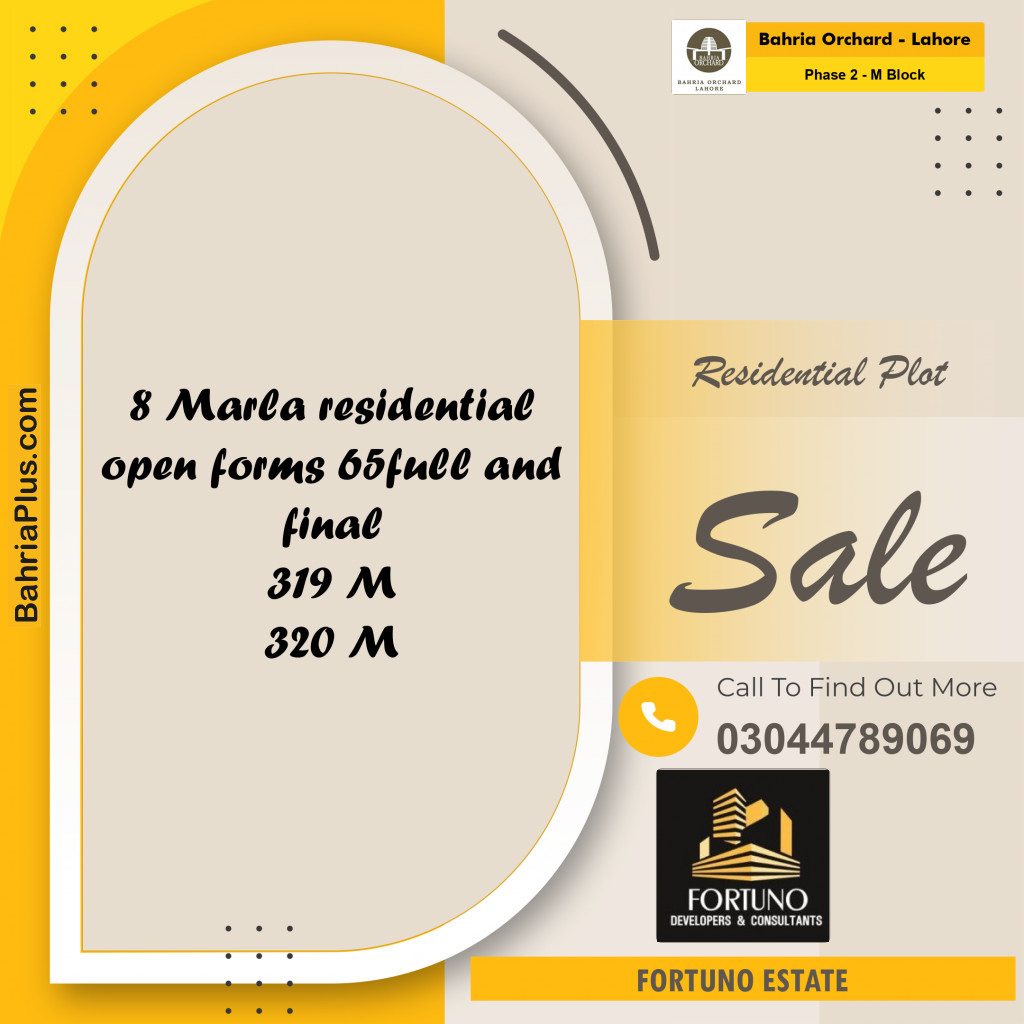 8 Marla Residential Plot for Sale in Phase 2 - M Block -  Bahria Orchard, Lahore - (BP-240184)