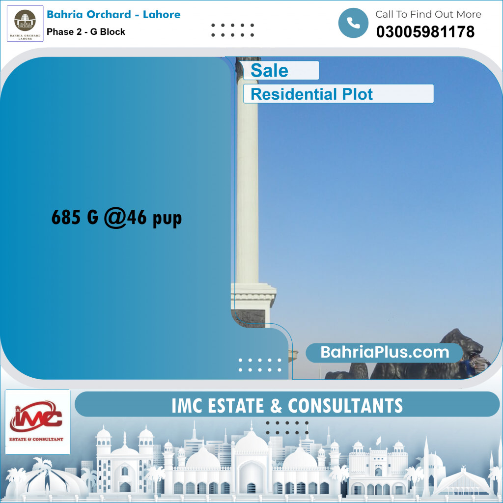 5 Marla Residential Plot for Sale in Phase 2 - G Block -  Bahria Orchard, Lahore - (BP-240271)