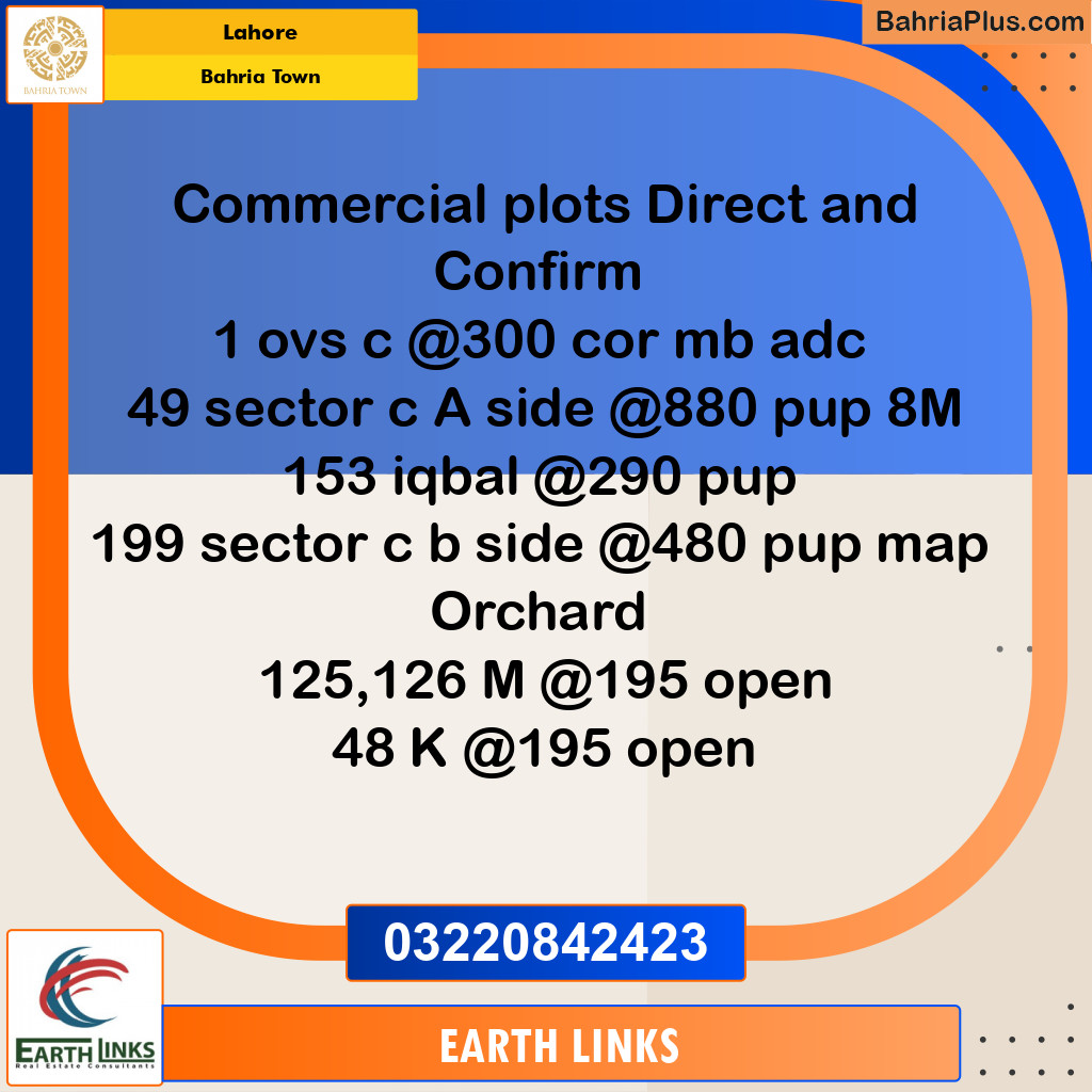 Residential Plot for Sale in Bahria Town, Lahore - (BP-240284)