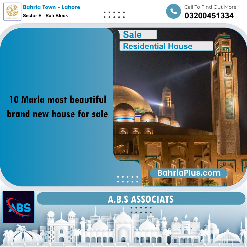 10 Marla Residential House for Sale in Sector E - Rafi Block -  Bahria Town, Lahore - (BP-240289)