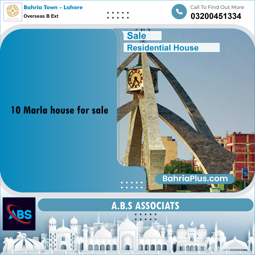 10 Marla Residential House for Sale in Overseas B Ext -  Bahria Town, Lahore - (BP-240290)