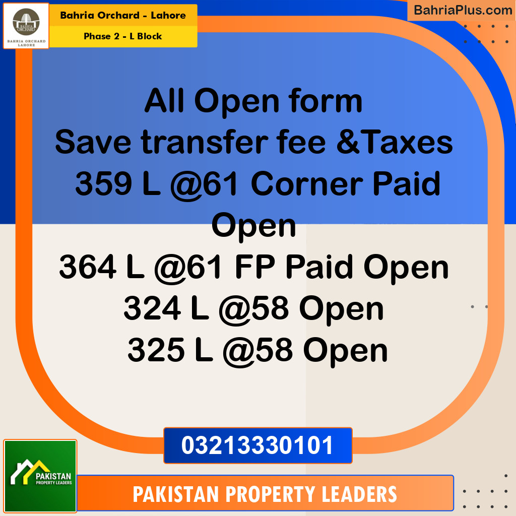 5 Marla Residential Plot for Sale in Phase 2 - L Block -  Bahria Orchard, Lahore - (BP-240302)