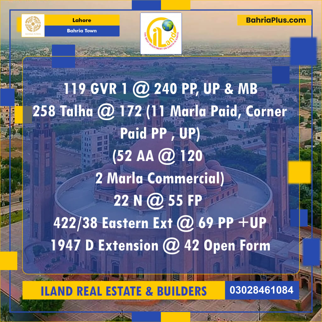 Residential Plot for Sale in Bahria Town, Lahore - (BP-240304)