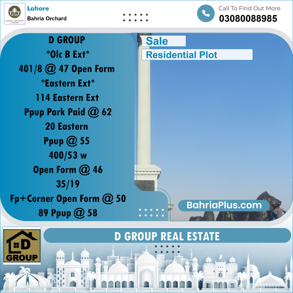 Residential Plot for Sale in Bahria Orchard, Lahore - (BP-240320)