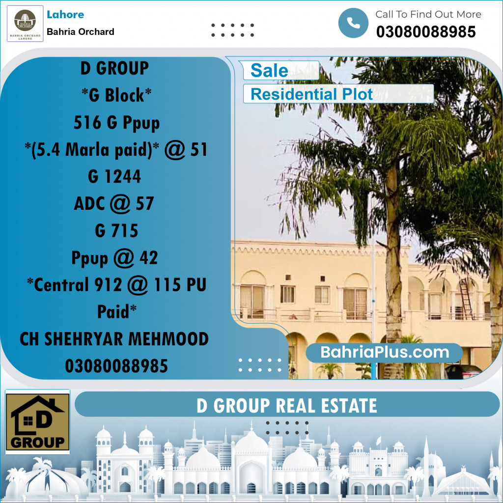Residential Plot for Sale in Bahria Orchard, Lahore - (BP-240321)