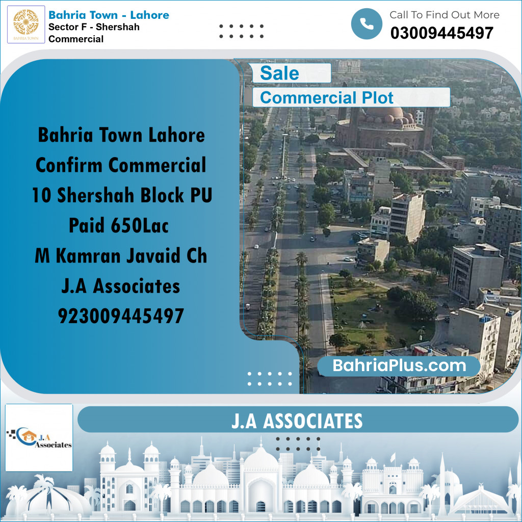 5 Marla Commercial Plot for Sale in Sector F - Shershah Commercial -  Bahria Town, Lahore - (BP-240336)