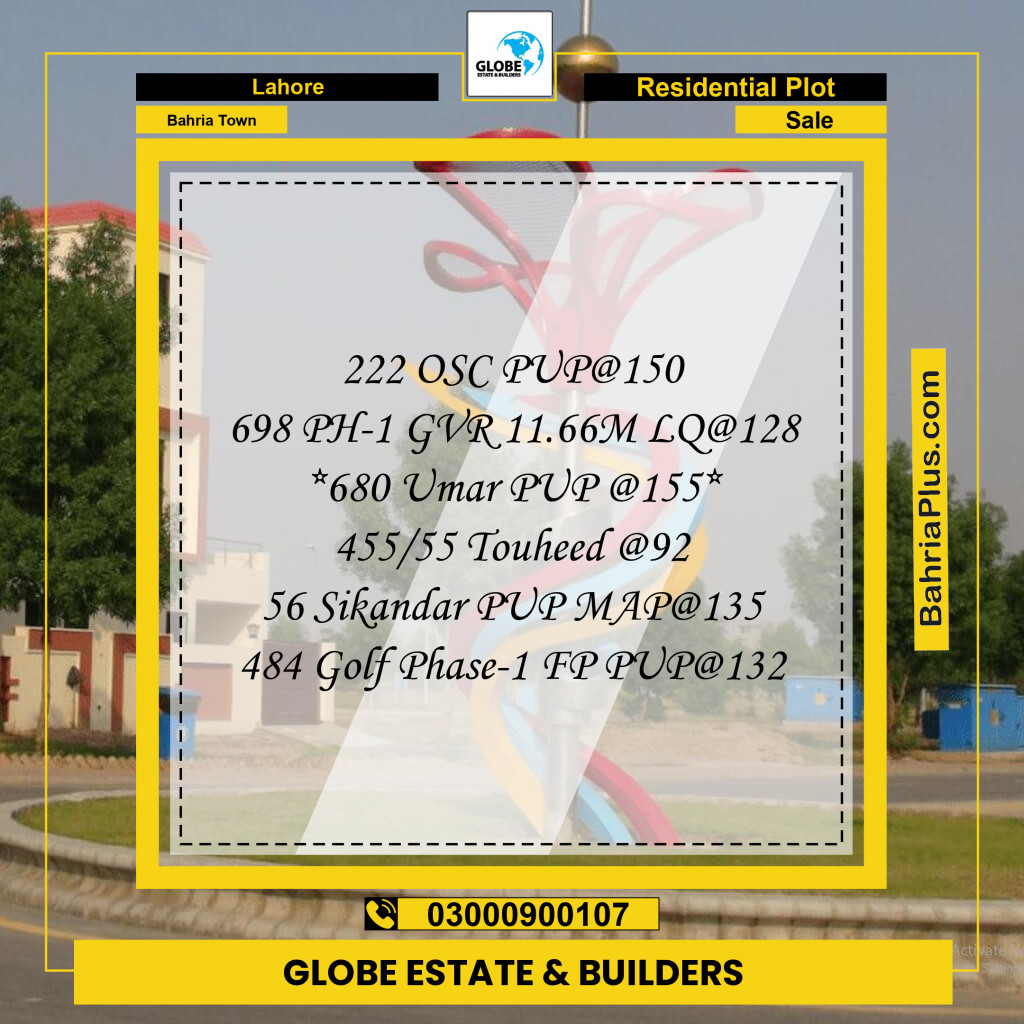 Residential Plot for Sale in Bahria Town, Lahore - (BP-240338)