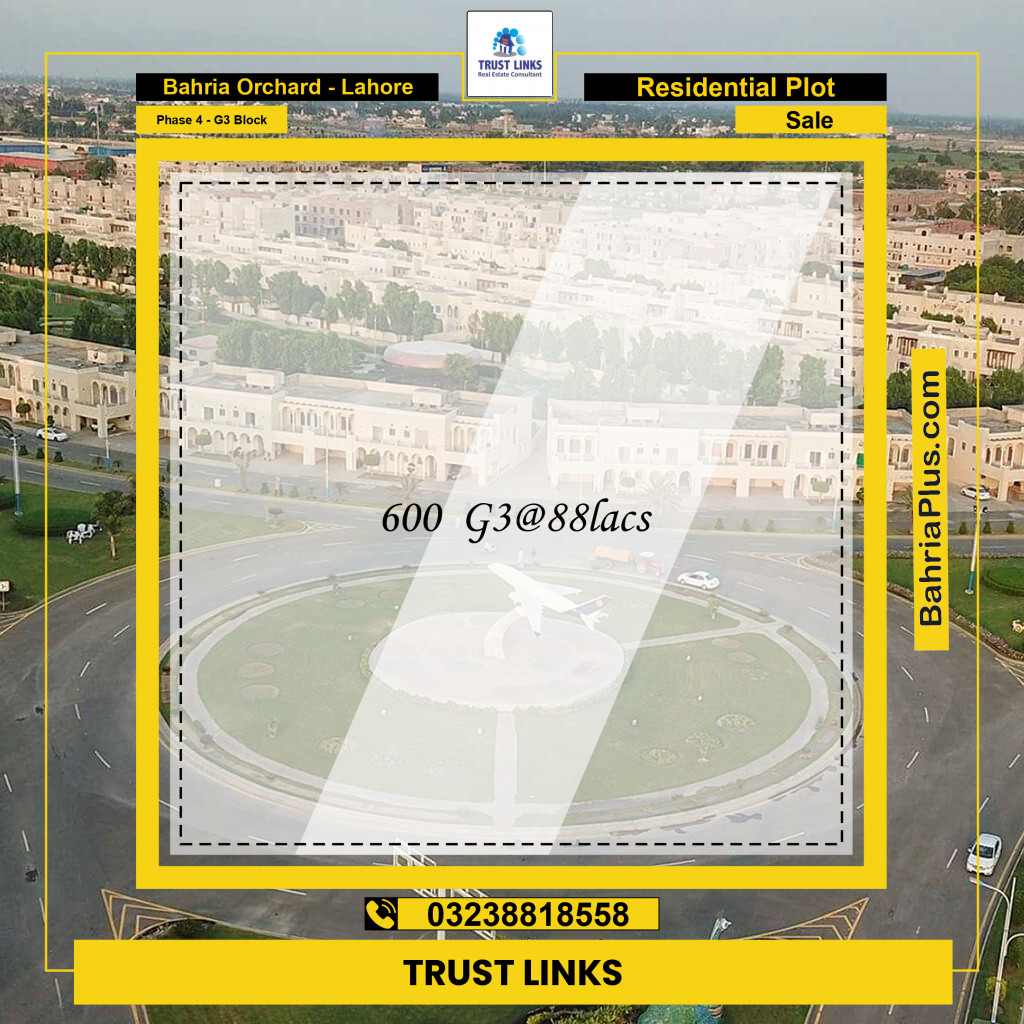 10 Marla Residential Plot for Sale in Phase 4 - G3 Block -  Bahria Orchard, Lahore - (BP-240345)