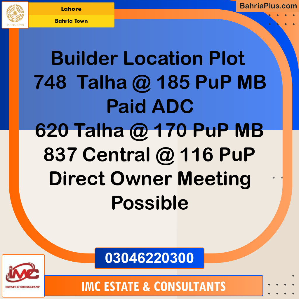 Residential Plot for Sale in Bahria Town, Lahore - (BP-240355)