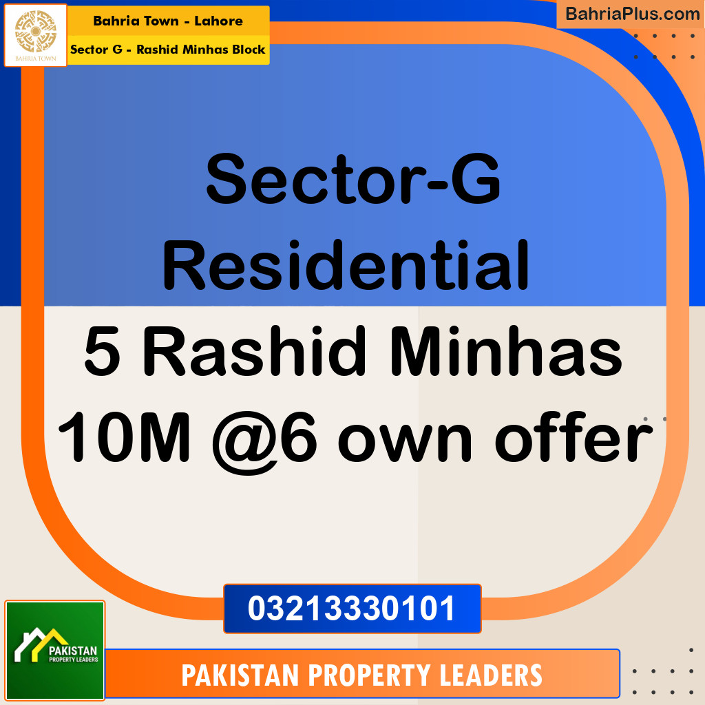 10 Marla Residential Plot for Sale in Sector G - Rashid Minhas Block -  Bahria Town, Lahore - (BP-240360)