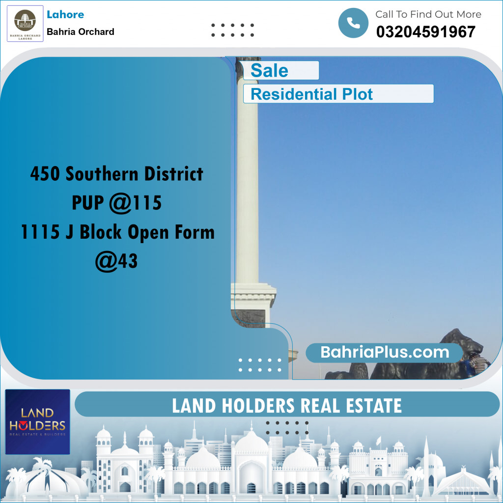 Residential Plot for Sale in Bahria Orchard, Lahore - (BP-240372)