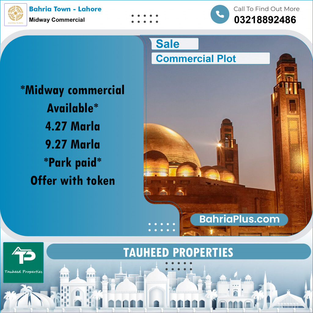 4.27 Marla Commercial Plot for Sale in Midway Commercial -  Bahria Town, Lahore - (BP-240412)