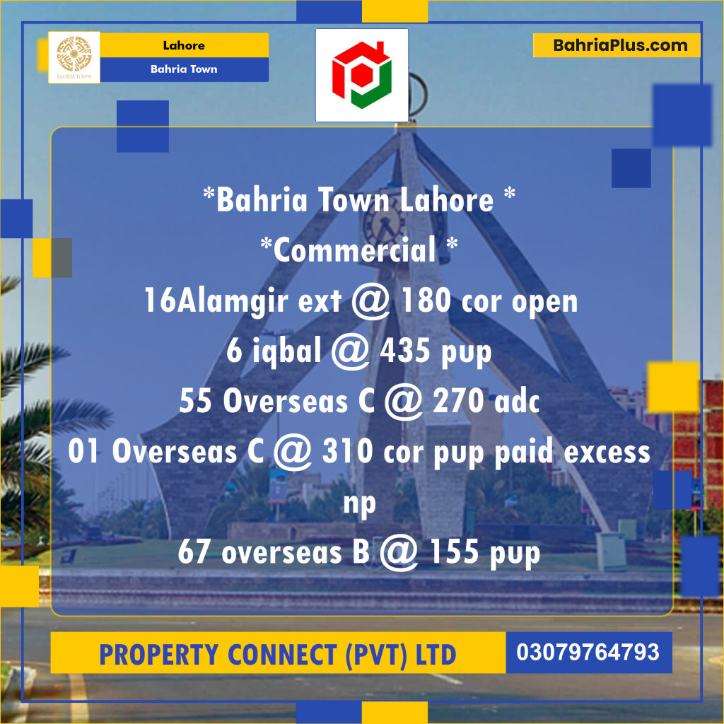 Residential Plot for Sale in Bahria Town, Lahore - (BP-240433)