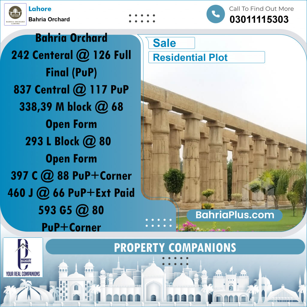 Residential Plot for Sale in Bahria Orchard, Lahore - (BP-240457)