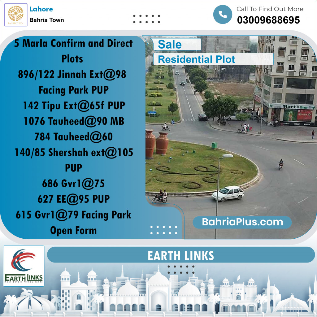 Residential Plot for Sale in Bahria Town, Lahore - (BP-240554)
