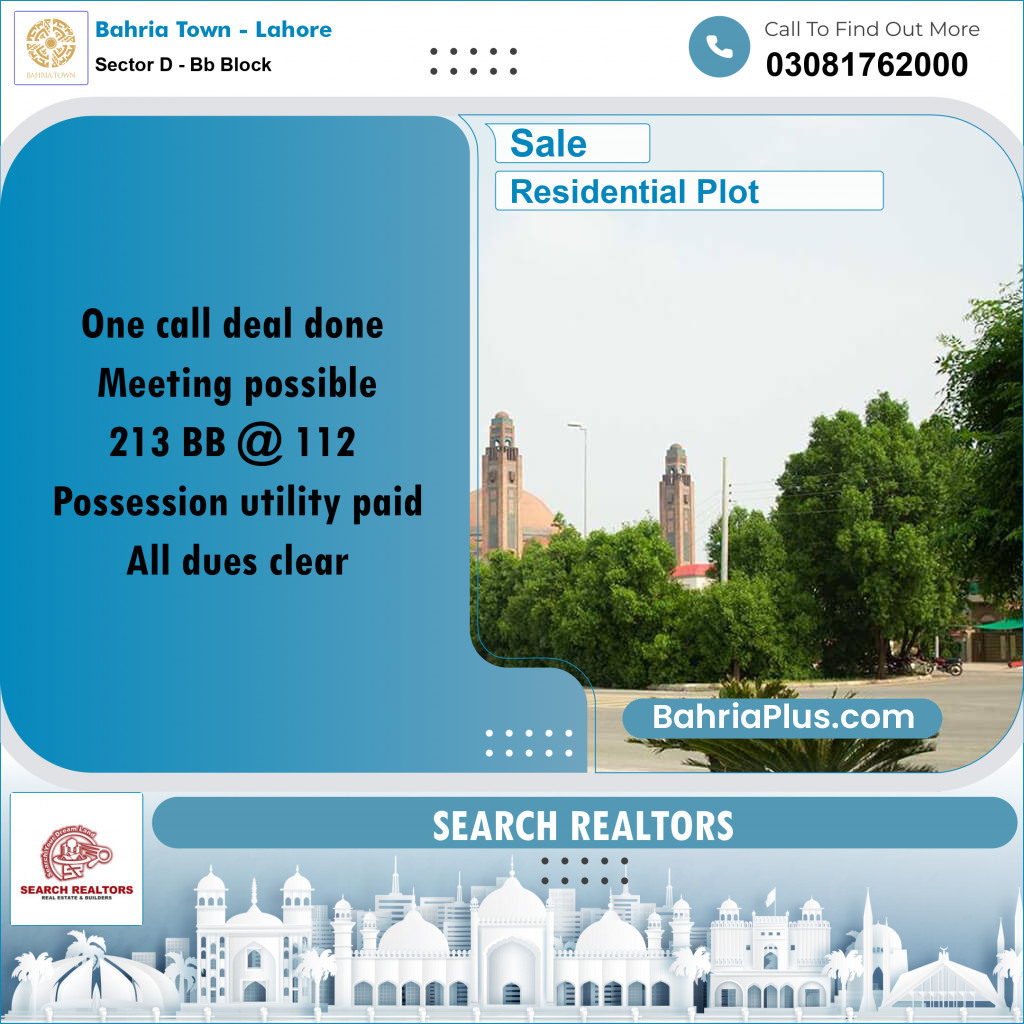 5 Marla Residential Plot for Sale in Sector D - BB Block -  Bahria Town, Lahore - (BP-240557)