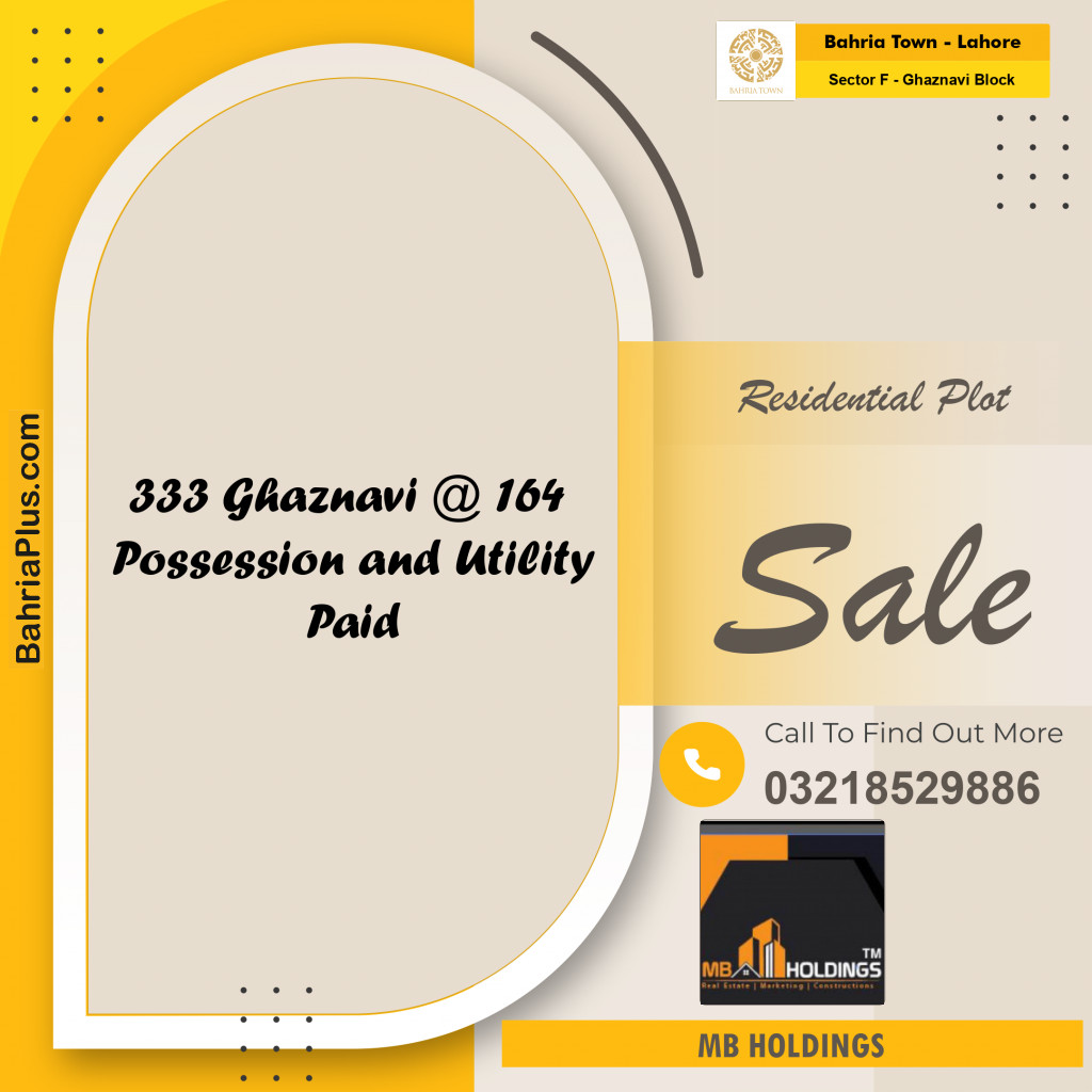 10 Marla Residential Plot for Sale in Sector F - Ghaznavi Block -  Bahria Town, Lahore - (BP-240589)
