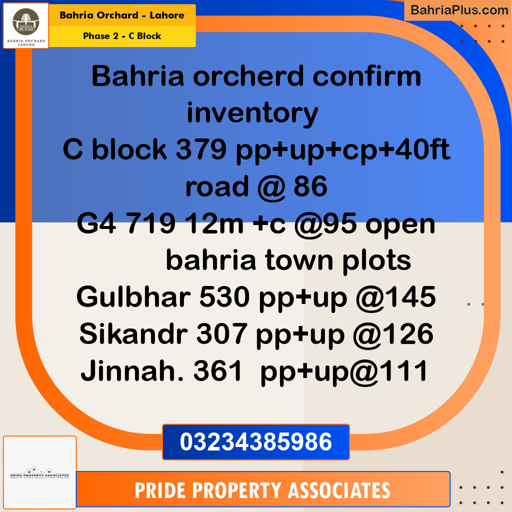 8 Marla Residential Plot for Sale in Phase 2 - C Block -  Bahria Orchard, Lahore - (BP-240595)