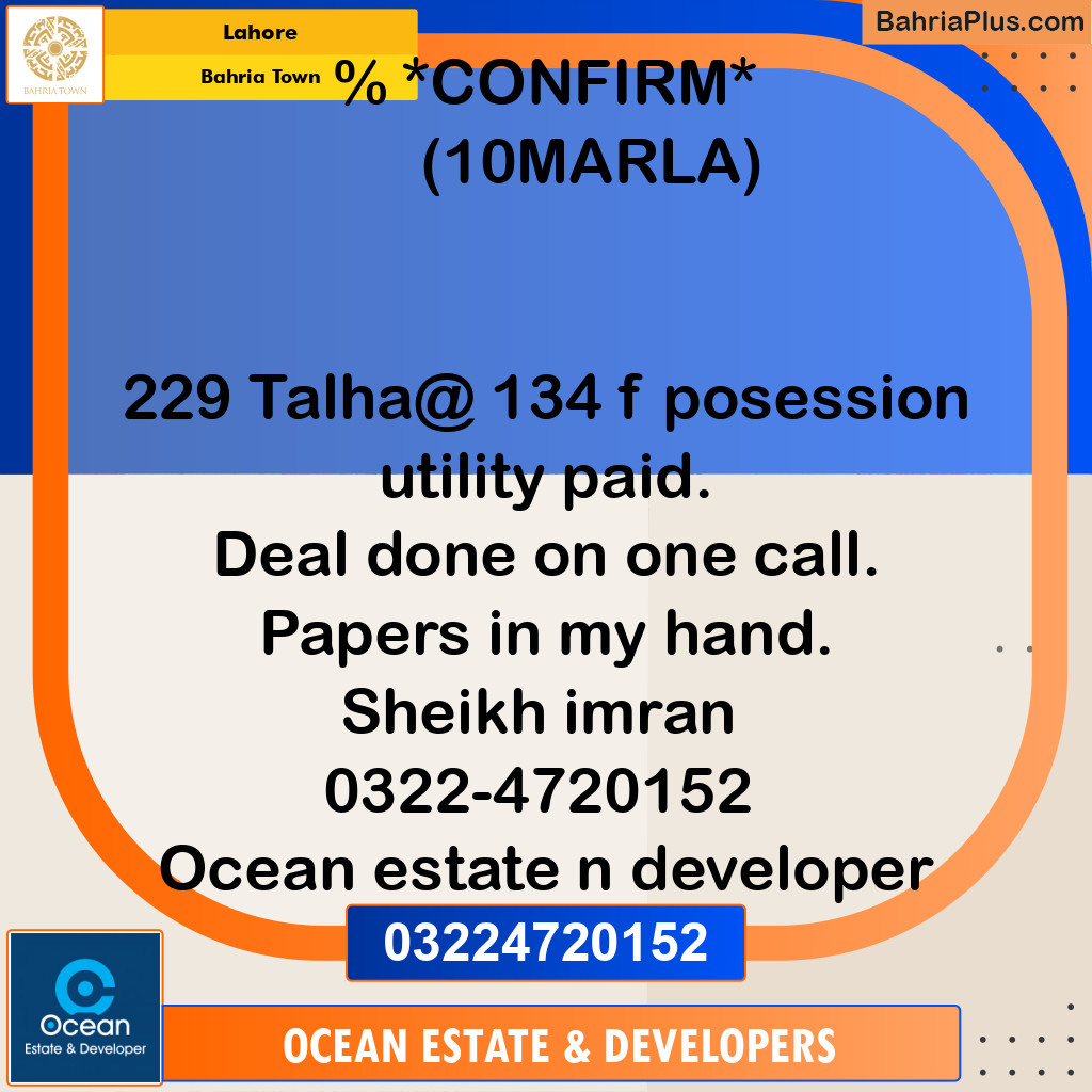 Residential Plot for Sale in Bahria Town, Lahore - (BP-240599)