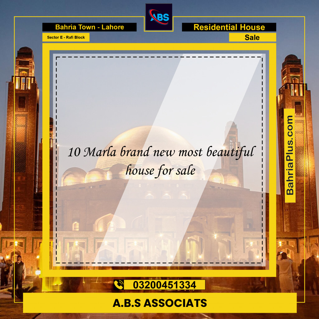 10 Marla Residential House for Sale in Sector E - Rafi Block -  Bahria Town, Lahore - (BP-240637)