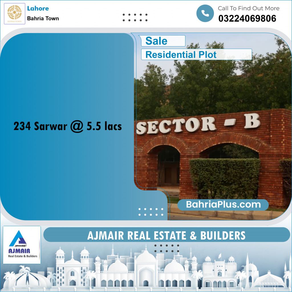 Residential Plot for Sale in Bahria Town, Lahore - (BP-240668)