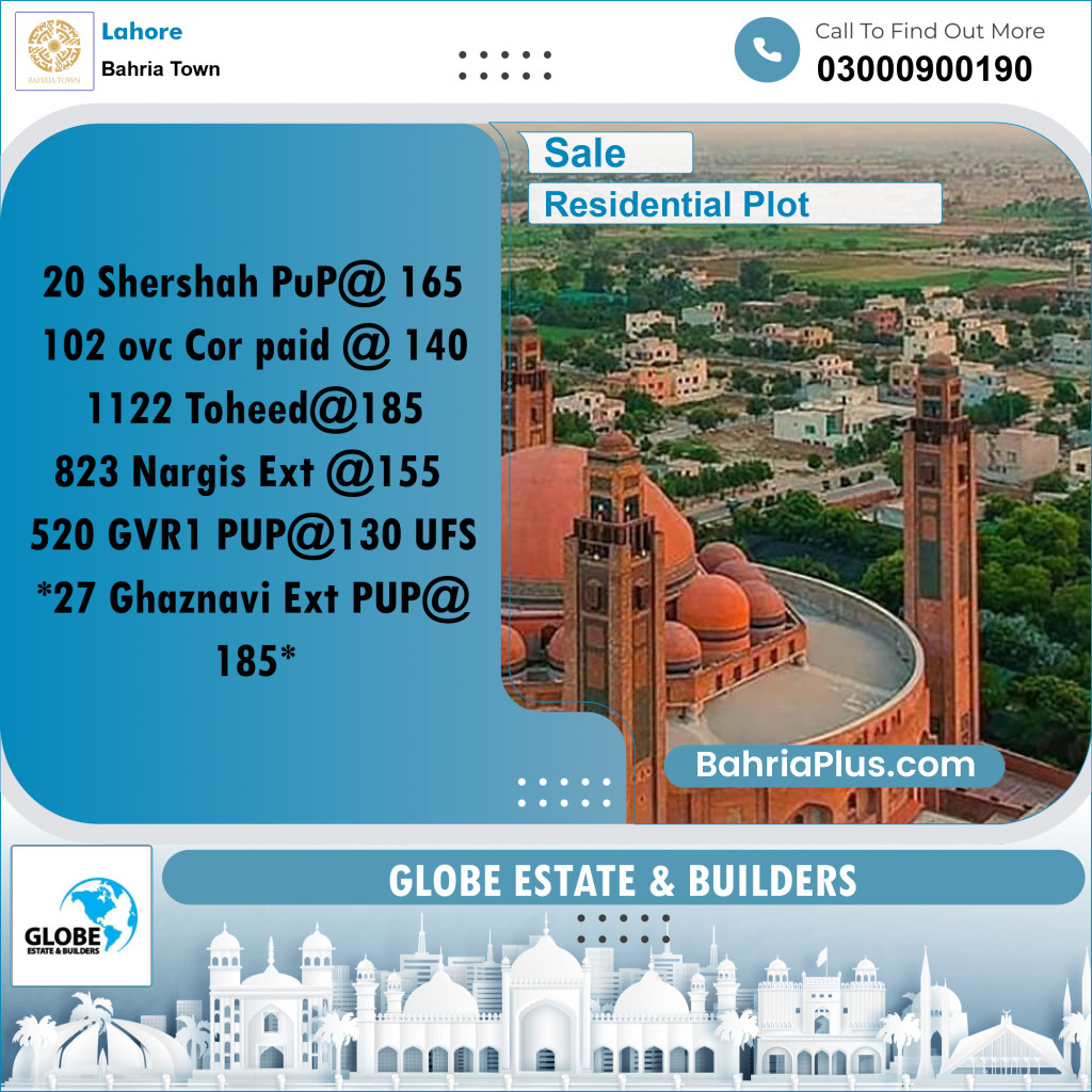 Residential Plot for Sale in Bahria Town, Lahore - (BP-240682)