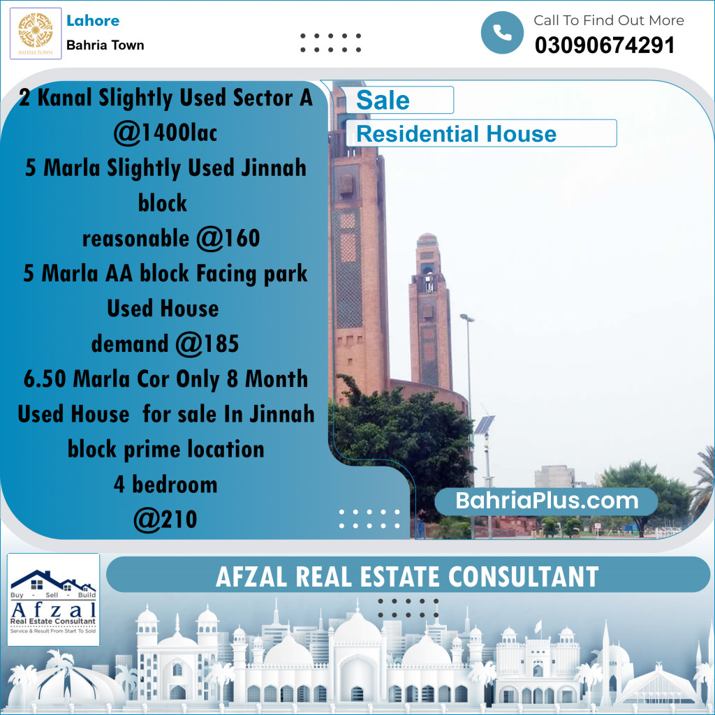 Residential House for Sale in Bahria Town, Lahore - (BP-240706)