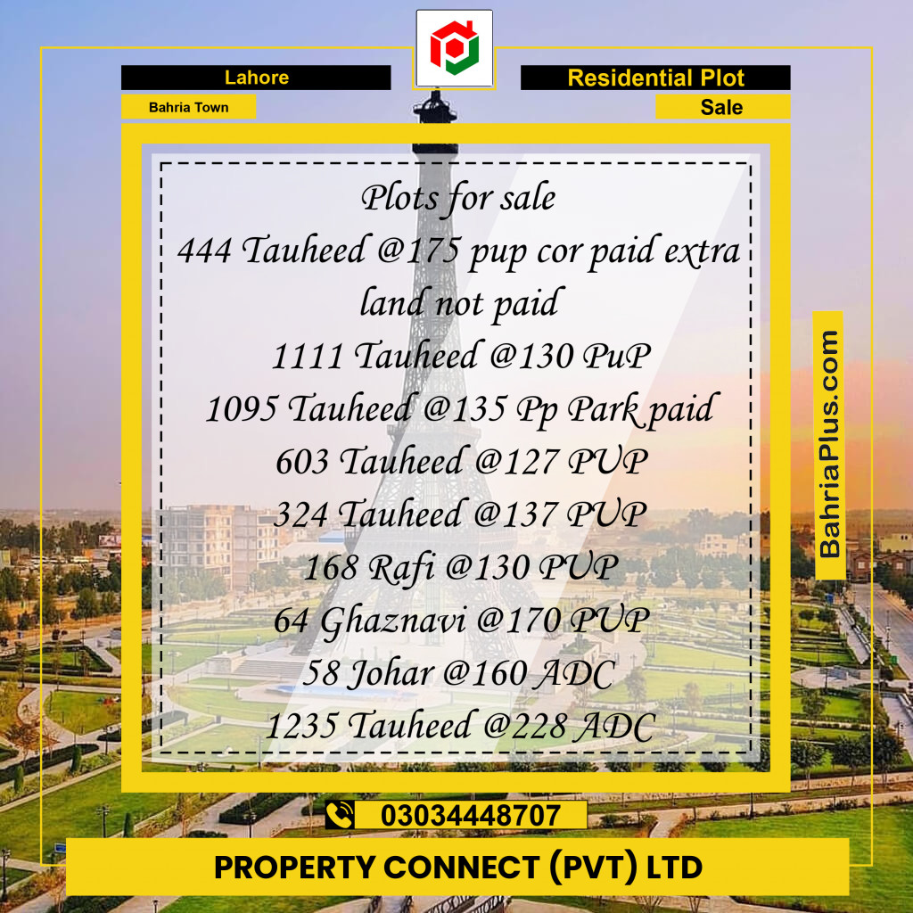Residential Plot for Sale in Bahria Town, Lahore - (BP-240786)