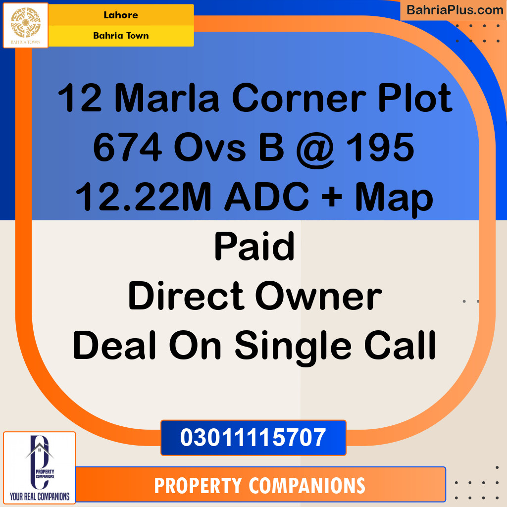 Residential Plot for Sale in Bahria Town, Lahore - (BP-240795)