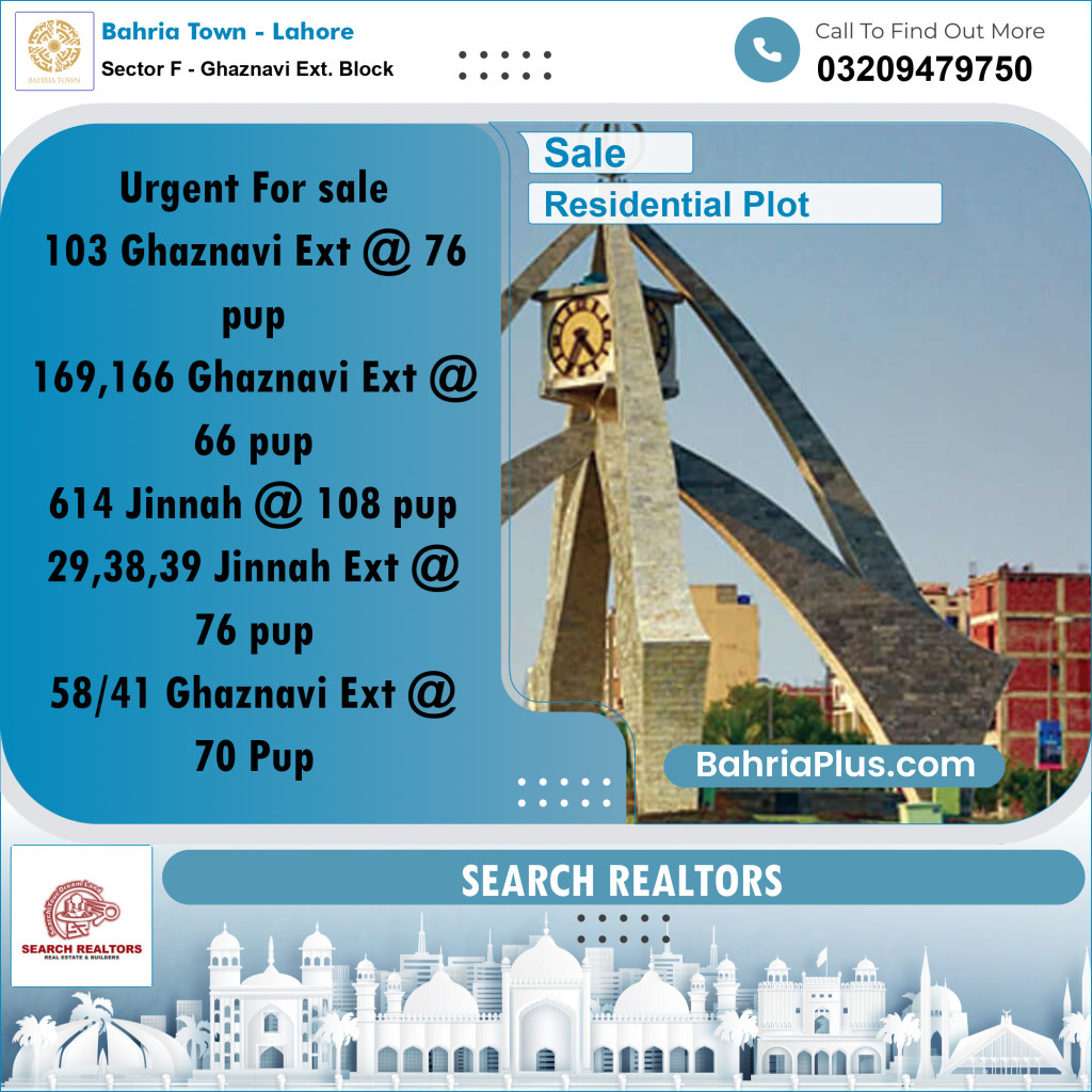 5 Marla Residential Plot for Sale in Sector F - Ghaznavi Ext. Block -  Bahria Town, Lahore - (BP-240900)