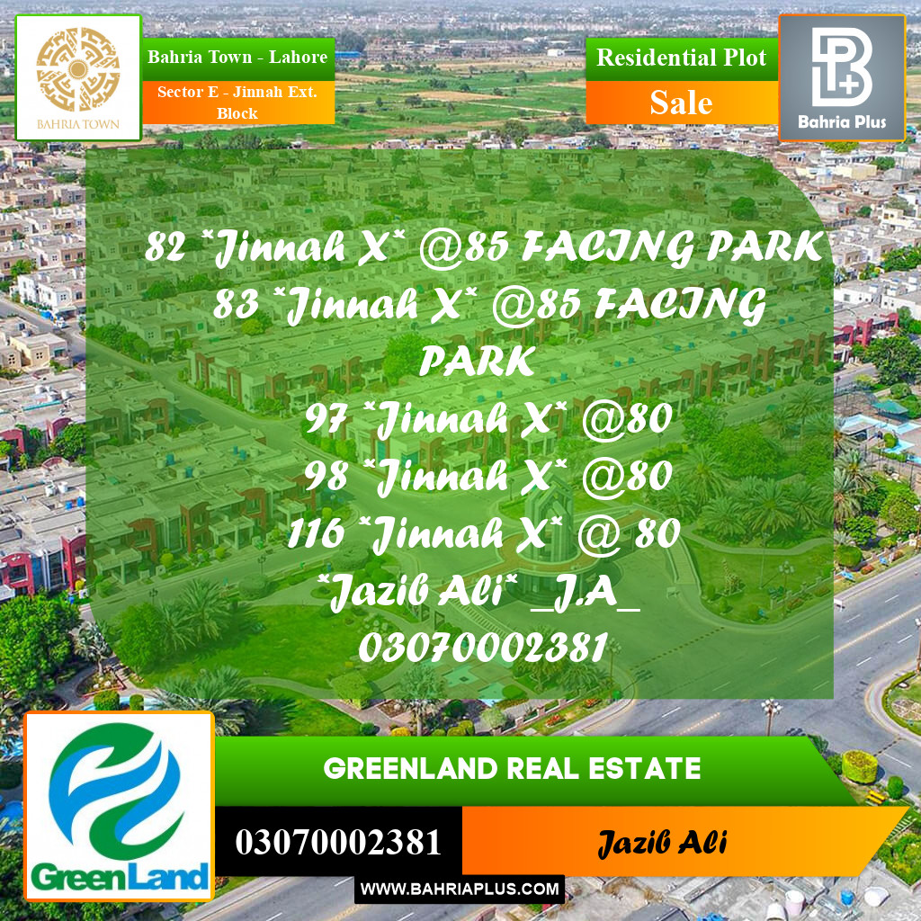 5 Marla Residential Plot for Sale in Sector E - Jinnah Ext. Block -  Bahria Town, Lahore - (BP-241016)