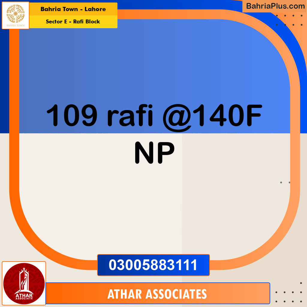 10 Marla Residential Plot for Sale in Sector E - Rafi Block -  Bahria Town, Lahore - (BP-241069)