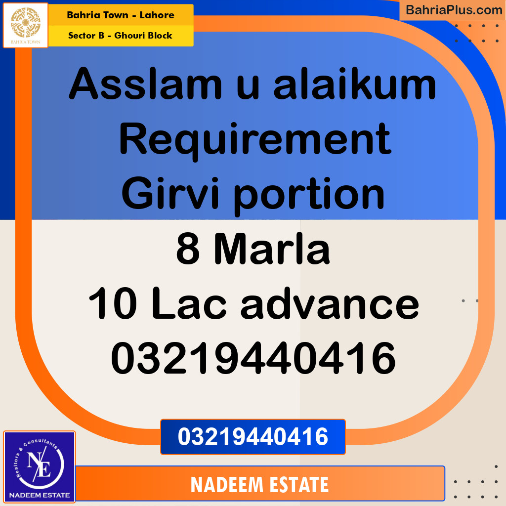 Residential House for Rent in Sector B - Ghouri Block -  Bahria Town, Lahore - (BP-241078)