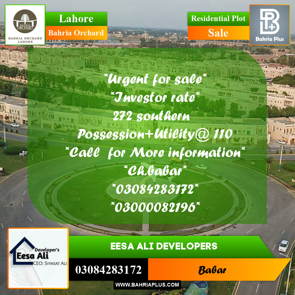 Residential Plot for Sale in Bahria Orchard, Lahore - (BP-241118)