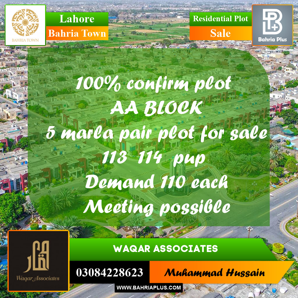Residential Plot for Sale in Bahria Town, Lahore - (BP-241157)