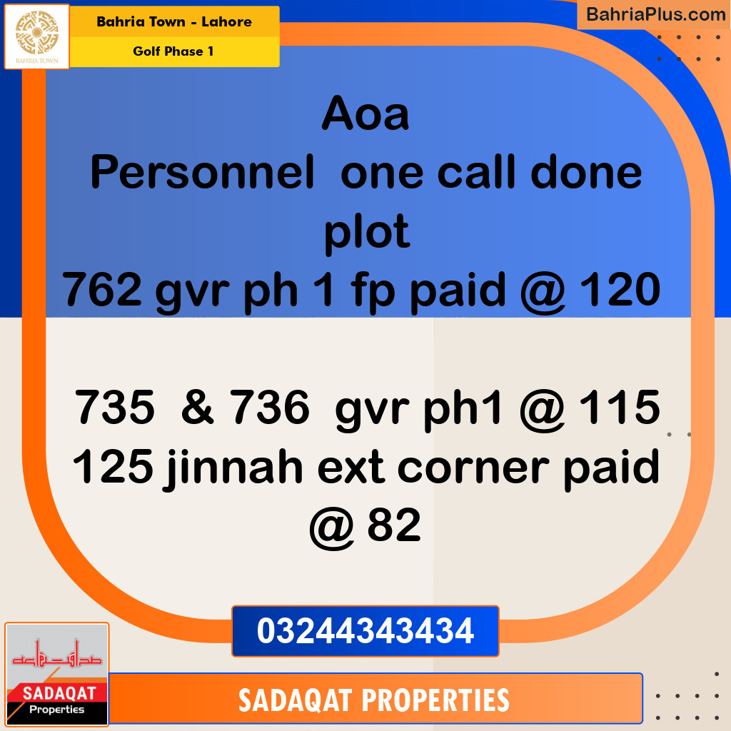 10 Marla Residential Plot for Sale in Golf Phase 1 -  Bahria Town, Lahore - (BP-241176)