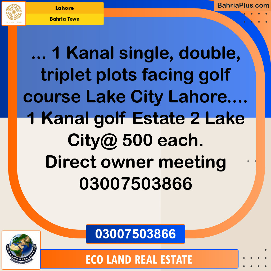 Residential Plot for Sale in Bahria Town, Lahore - (BP-241261)