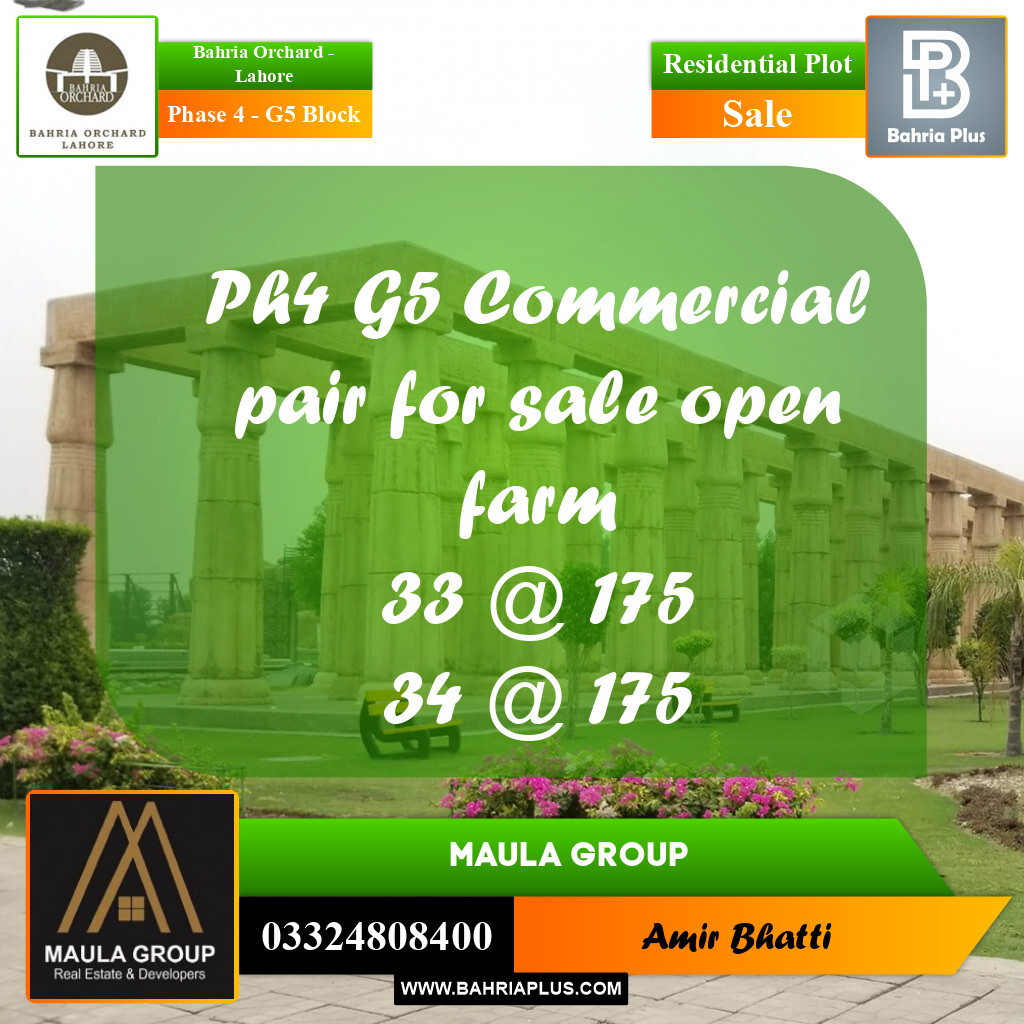 5 Marla Residential Plot for Sale in Phase 4 - G5 Block -  Bahria Orchard, Lahore - (BP-241342)