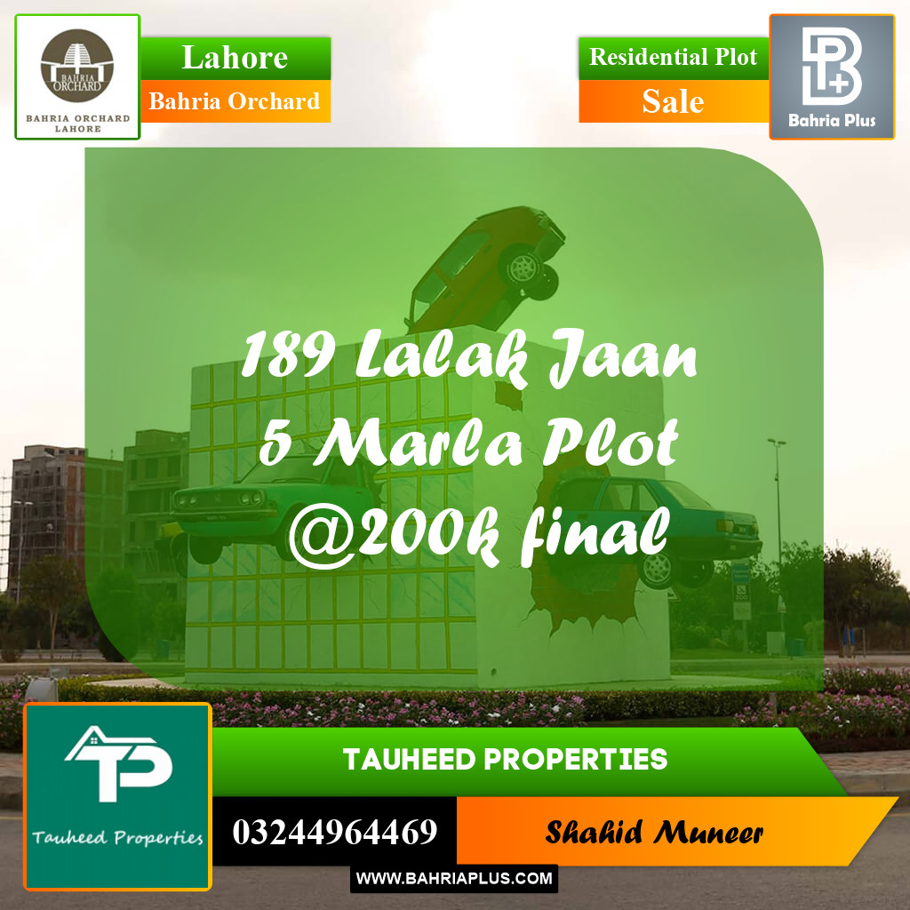 5 Marla Residential Plot for Sale in Bahria Orchard, Lahore - (BP-241374)